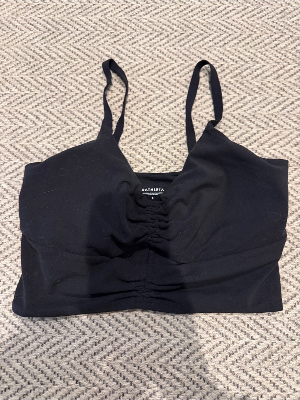 Athleta Black Ruched Lightweight Sports Bralette